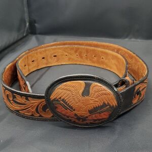 Silver Creek Classics American Eagle & Flag Leather Belt and Buckle